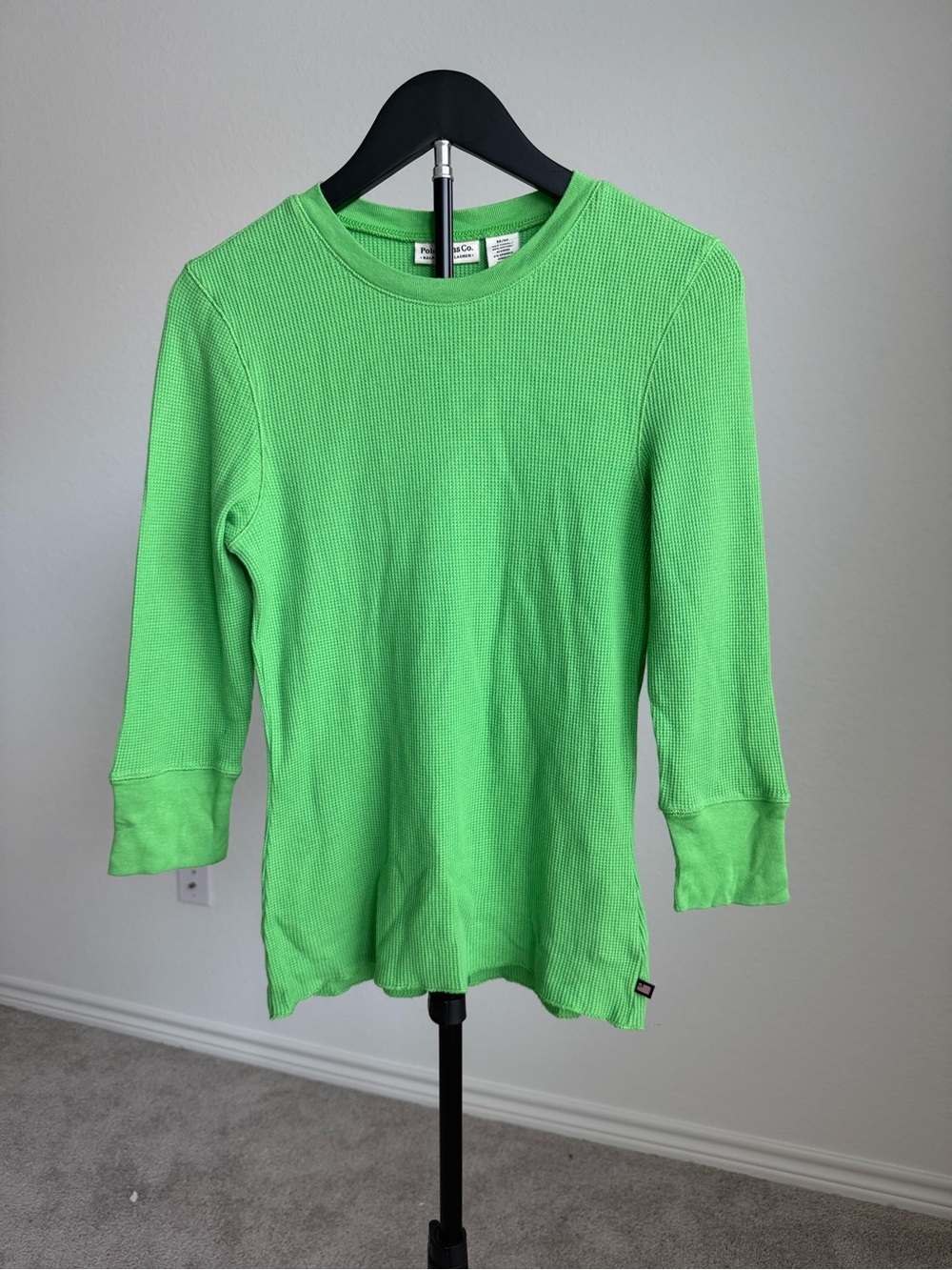 Polo by Ralph Lauren Neon Green Waffle Long Sleeve Tee